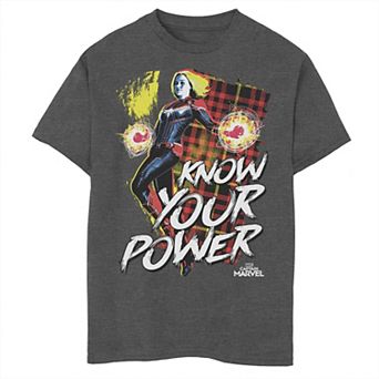 Boys 8-20 Marvel Captain Marvel Know Your Power Plaid Poster Graphic Tee