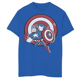 Boys 8-20 Marvel Captain America Retro Cartoon Shield Portrait Graphic Tee