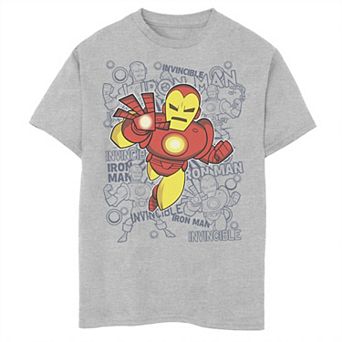 Boys 8-20 Marvel Iron Man Retro Portrait Sketch Background Graphic Tee
