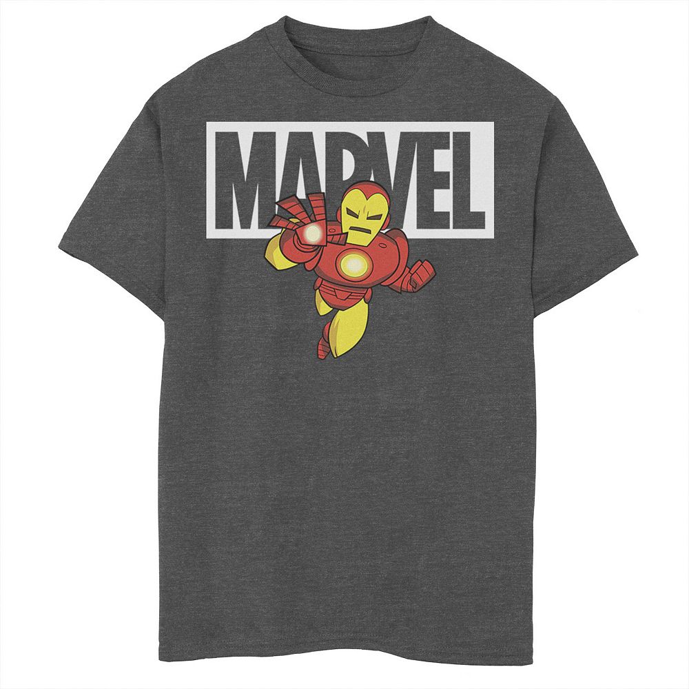 Boys 8-20 Marvel Iron Man Chibi Flying Logo Outline Graphic Tee