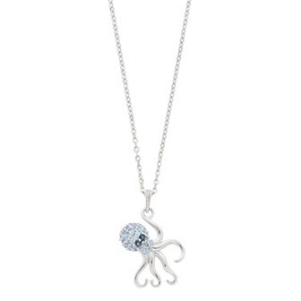 Sterling Silver Swiss Blue Topaz Octopus Pendant Necklace