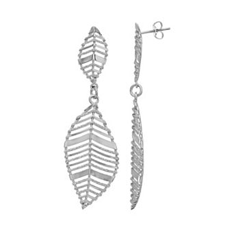Sterling Silver Leaf Dangle Earrings