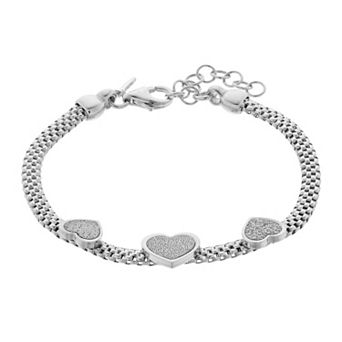 Sterling Silver Heart Mesh Bracelet