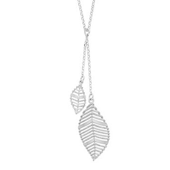 Sterling Silver Leaf Drop Necklace