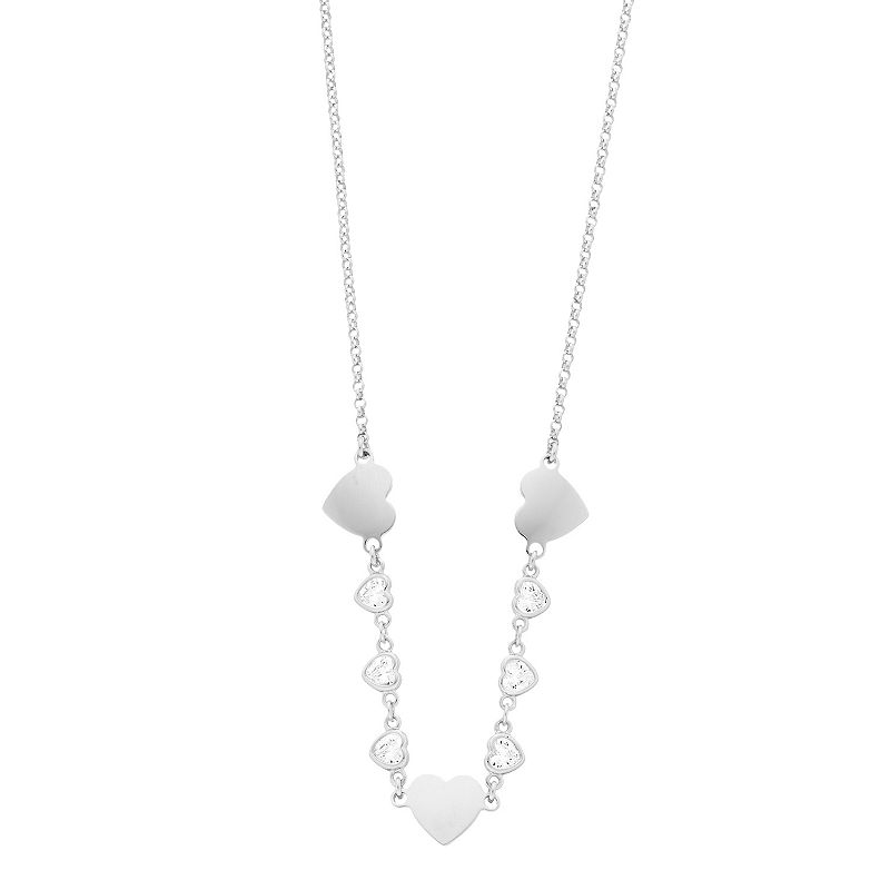 Sterling Silver Heart Necklace, Womens, Size: 16-18 ADJ