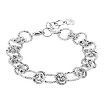 Sterling Silver Double Circle Chain-Linked Bracelet