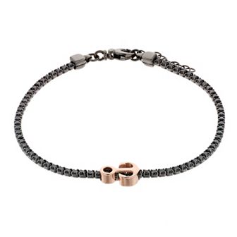 Two Tone Sterling Silver Cubic Zirconia Anchor Bracelet
