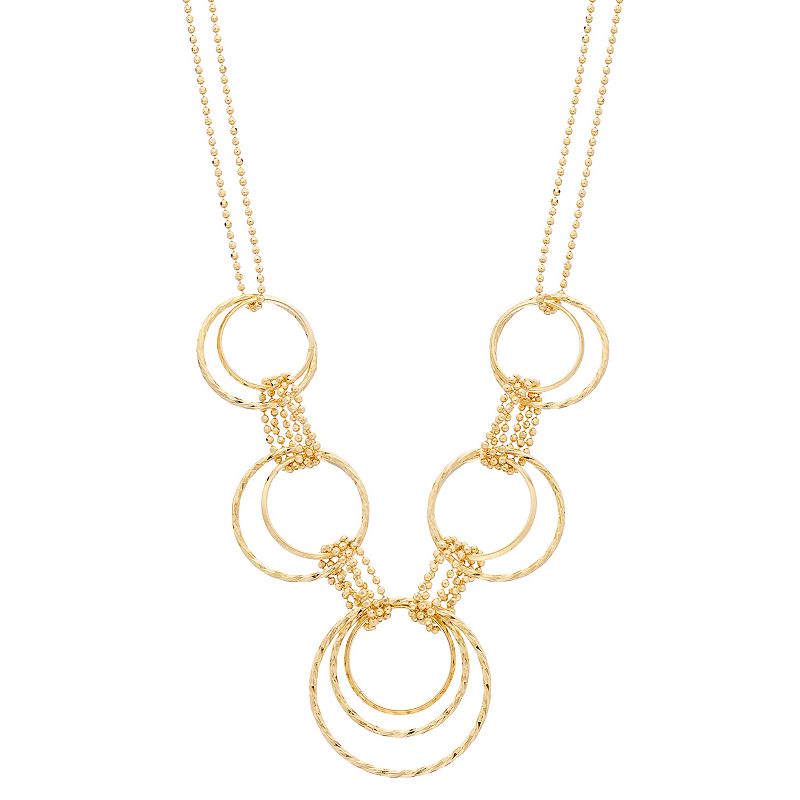 Gold Tone Sterling Silver Circle Link Multistrand Necklace, Womens, Size: