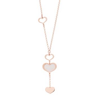 Rose Gold Tone Sterling Silver Mother-of-Pearl Heart Necklace