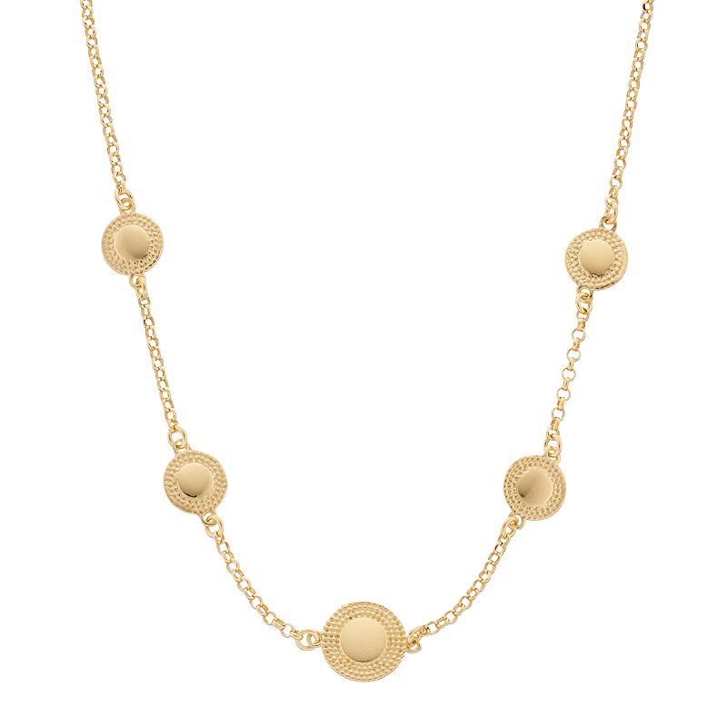Gold Tone Sterling Silver Disc Station Necklace, Womens, Size: 16-18 AD