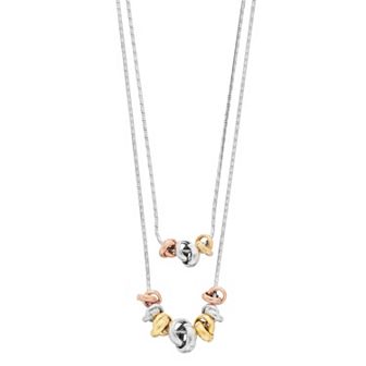 Tri-tone Sterling Silver Infinity Bead Necklace