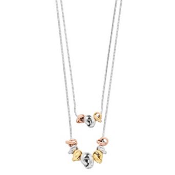 Tri-tone Sterling Silver Infinity Bead Necklace
