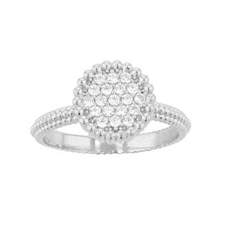 Sterling Silver Cubic Zirconia Textured Ring