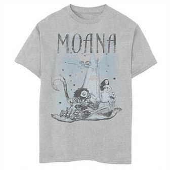 Disney's Moana Boys 8-20 Maui And Moana Boat Sketch Graphic Tee