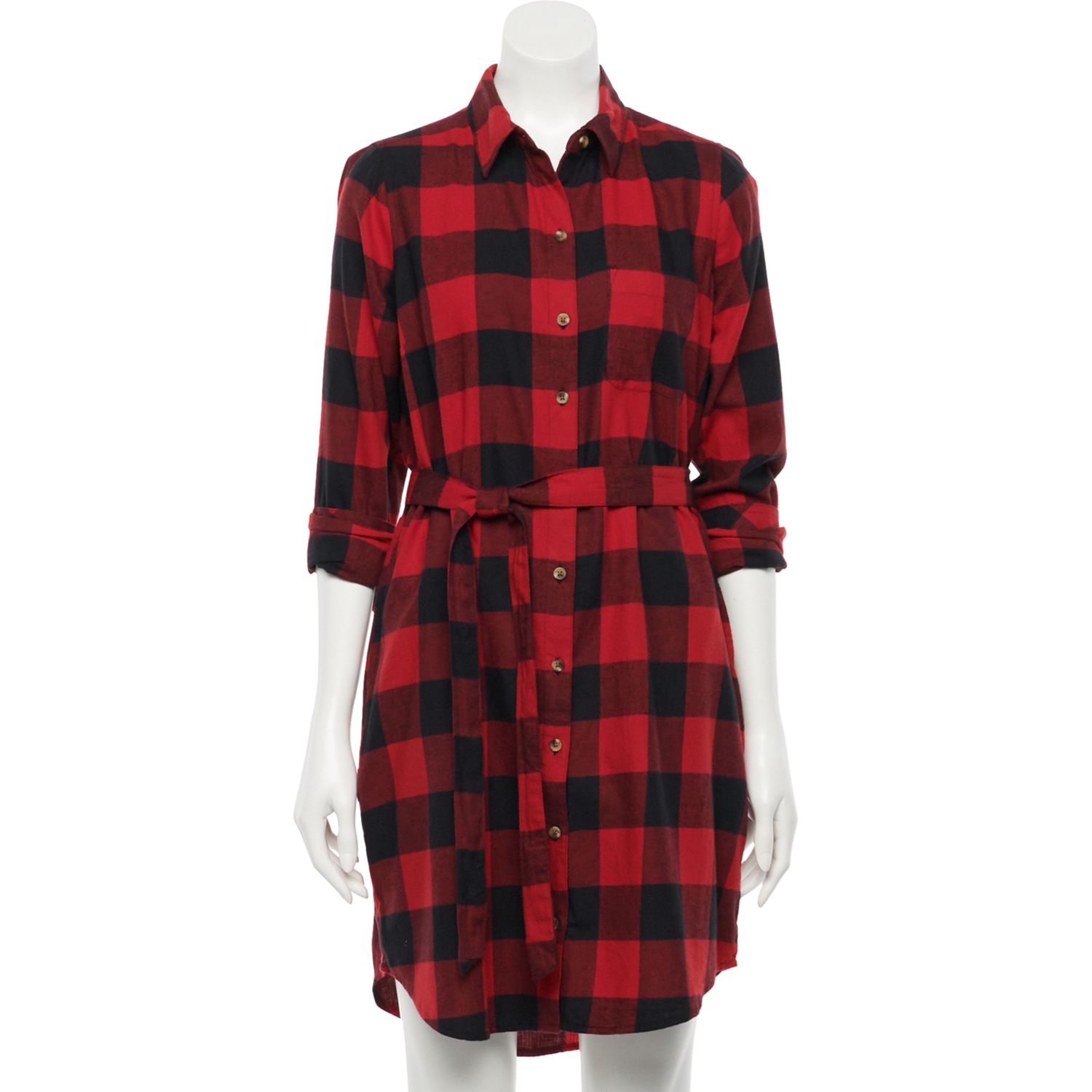 womens red check dress