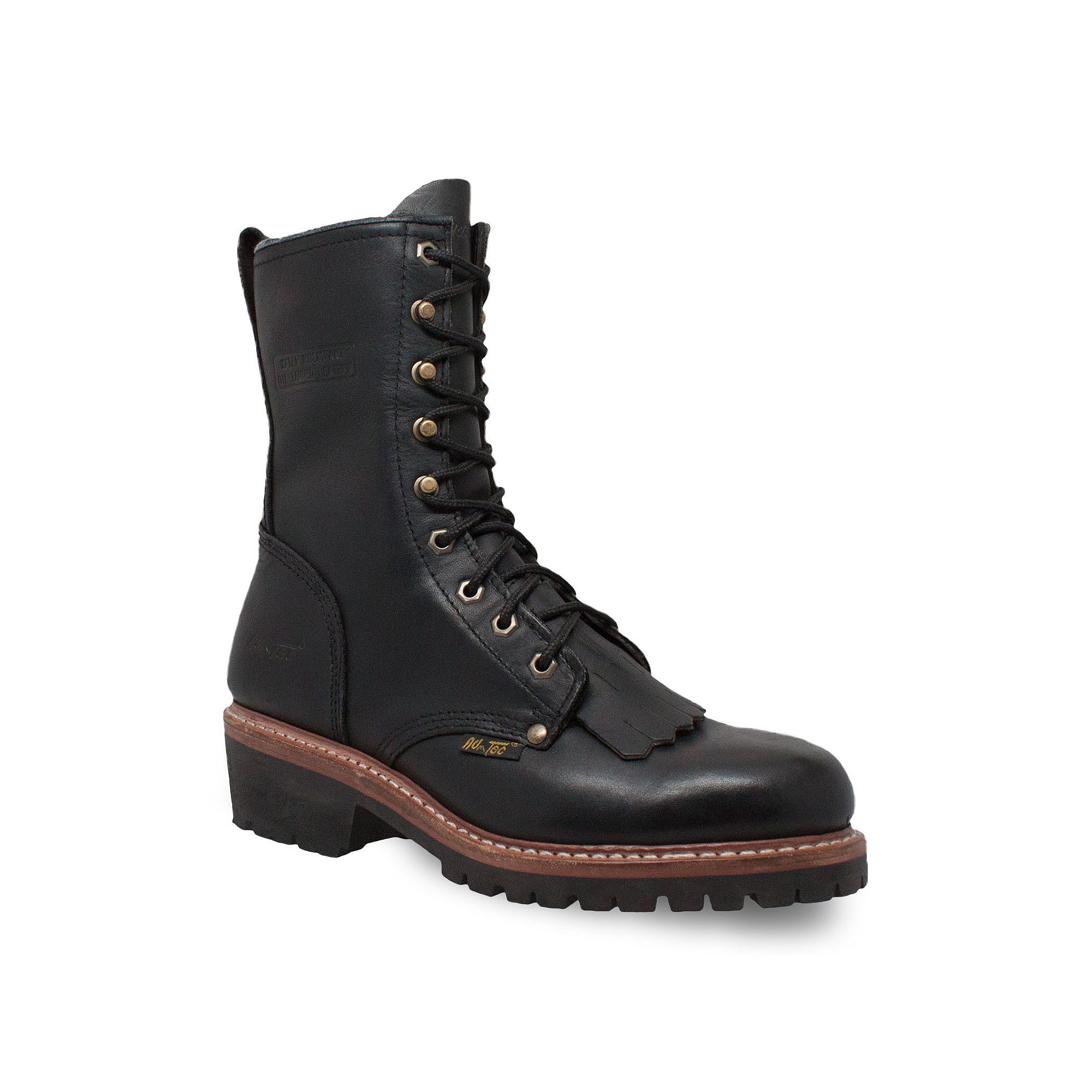 AdTec Fireman Mens Water Resistant Logger Work Boots, Size: 7, Black