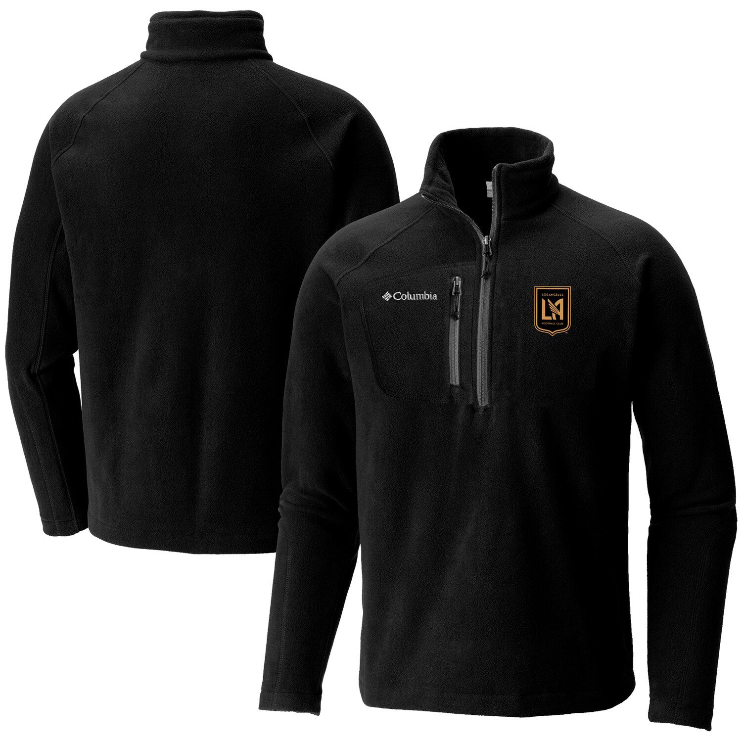 black fleece half zip pullover