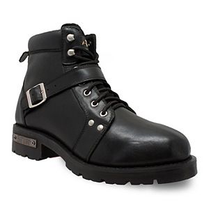 AdTec Lace Zipper Men's 8-in. Motorcycle Boots