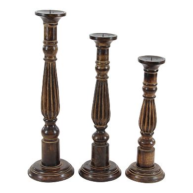Stella & Eve Traditional Style Turned Column Wood Candlesticks 3-pc. Set