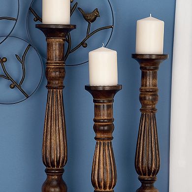 Stella & Eve Traditional Style Turned Column Wood Candlesticks 3-pc. Set