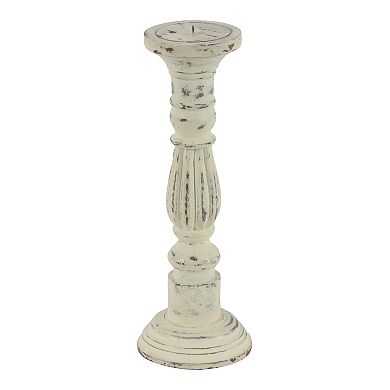 Stella & Eve Traditional Style TUrned Column White Wood Candlesticks 3-pc. Set