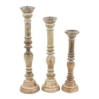 Stella & Eve Traditional Wooden Candle Holders 3 pc Set