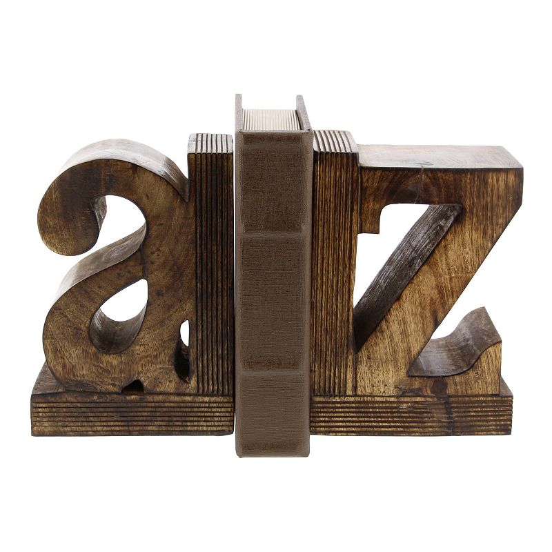 64660510 Stella & Eve Traditional Natural A-Z Wood Bookends sku 64660510