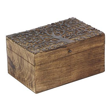 Stella & Eve Rustic Tree Carved Decorative Box Table Decor 3-piece Set