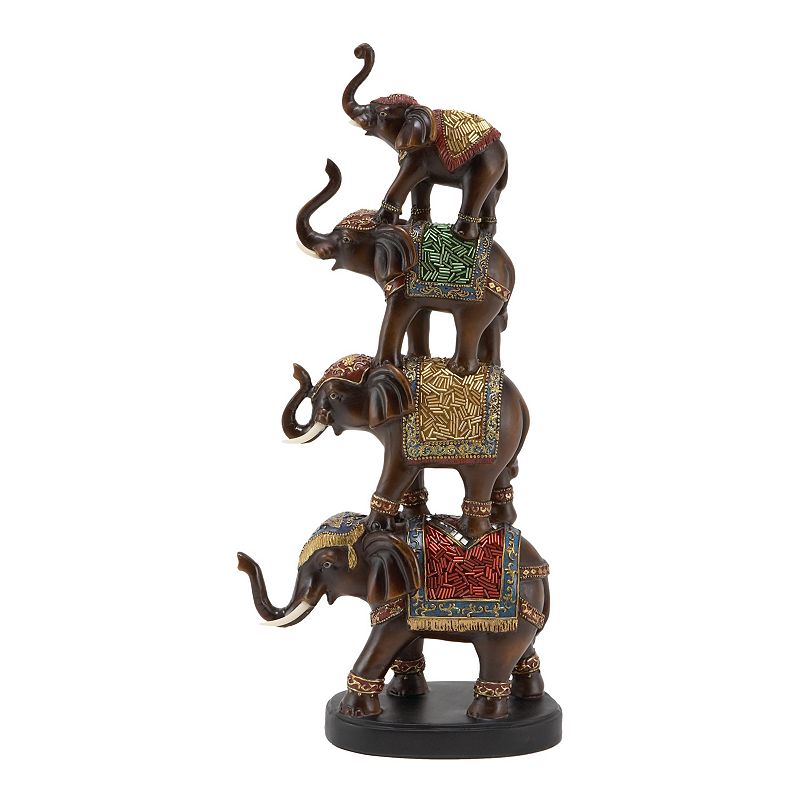 Stella & Eve Eclectic Stacked Elephants Table Decor, Brown, Medium