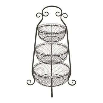 Stella & Eve Farmhouse 3 tier Mesh Decorative Tray Stand Table Decor