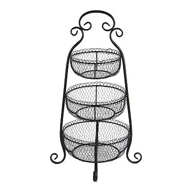 Stella & Eve Farmhouse 3-Tier Mesh Decorative Tray Stand Table Decor