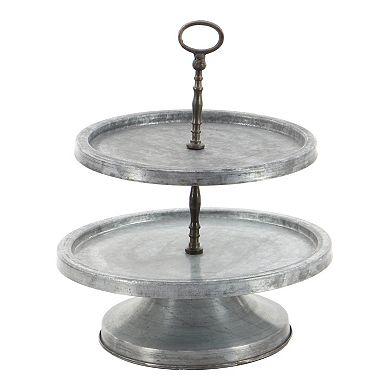 Stella & Eve Galvanized Farmhouse 2-Tier Decorative Tray Stand Table Decor