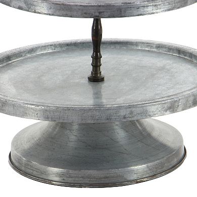 Stella & Eve Galvanized Farmhouse 2-Tier Decorative Tray Stand Table Decor