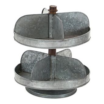 Stella & Eve Galvanized Farmhouse 2 tier Decorative Tray Stand Table Decor