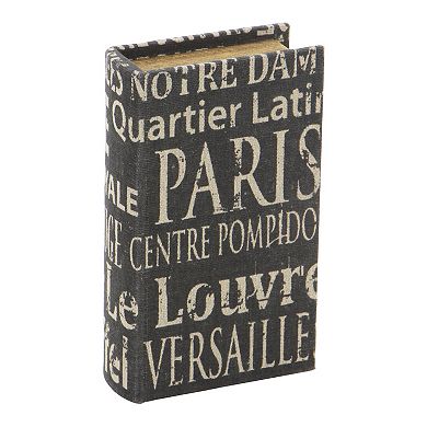 Stella & Eve Traditional Wood & Leather Paris Book Boxes 3-pc. Set