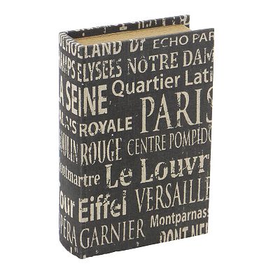 Stella & Eve Traditional Wood & Leather Paris Book Boxes 3-pc. Set