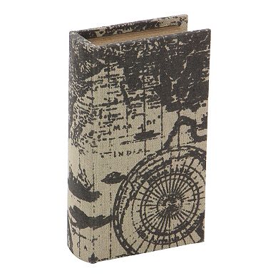 Stella & Eve Coastal Wood & Leather Map Book Box 3-pc. Set