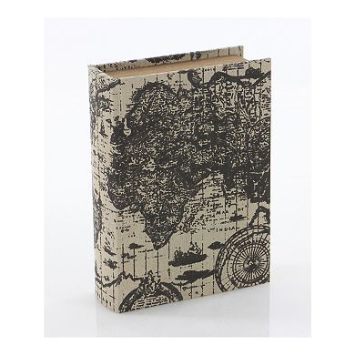 Stella & Eve Coastal Wood & Leather Map Book Box 3-pc. Set