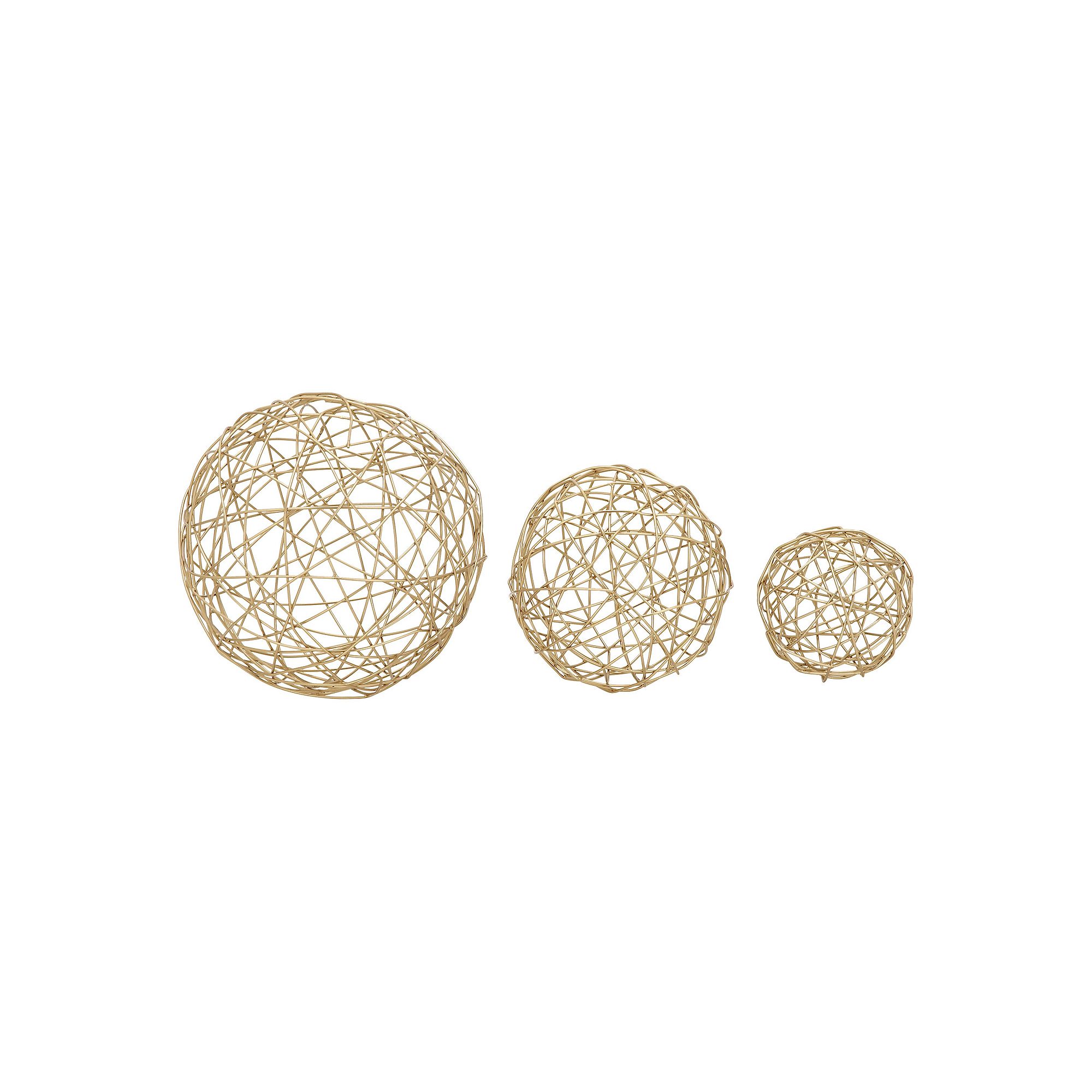 CosmoLiving by Cosmopolitan Contemporary Gold Finish Sphere Table Decor 3-p