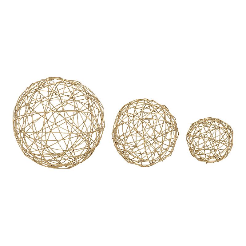 Stella & Eve Contemporary Gold Finish Sphere Table Decor 3-piece Set, Beig/