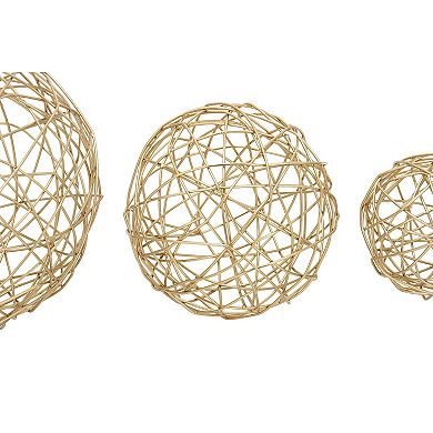 Stella & Eve Contemporary Gold Finish Sphere Table Decor 3-piece Set