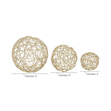 Stella & Eve Contemporary Gold Finish Sphere Table Decor 3-piece Set