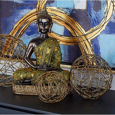 Stella & Eve Contemporary Gold Finish Sphere Table Decor 3-piece Set