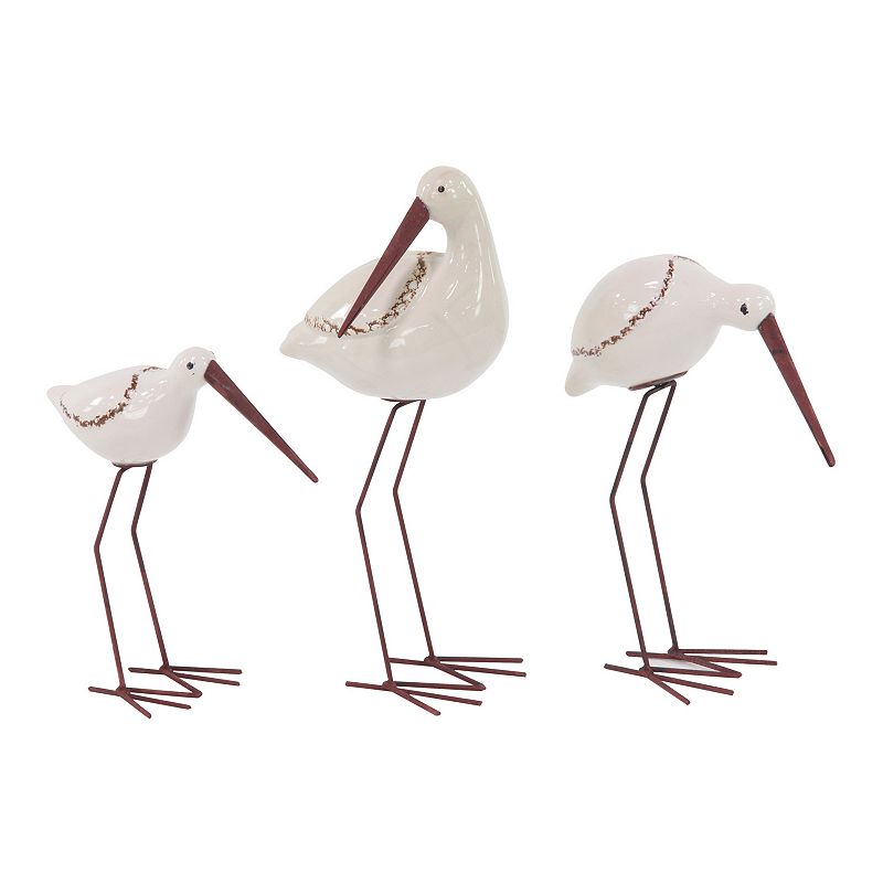 Stella & Eve Coastal Bird Sculpture Table Decor 3-piece Set, White, Medium