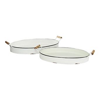 Stella & Eve Traditional Round Iron Trays with Handles 2 pc Set