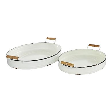 Stella & Eve Traditional Round Iron Trays with Handles 2-pc. Set