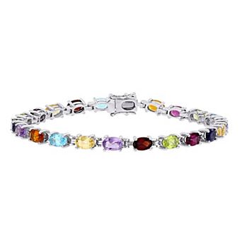Stella Grace Sterling Silver Multi-Gemstone Tennis Bracelet