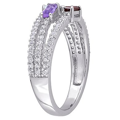 Stella Grace Sterling Silver Multi-Gemstone Split-Shank Ring