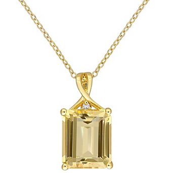 Stella Grace 18k Gold Over Silver Citrine & White Topaz Pendant Necklace