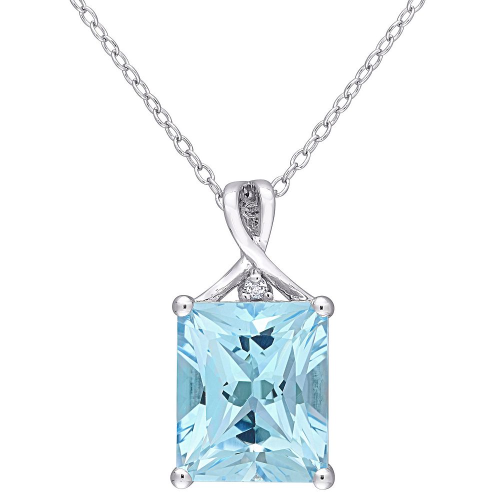 Stella Grace Sterling Silver Blue & White Topaz Pendant Necklace